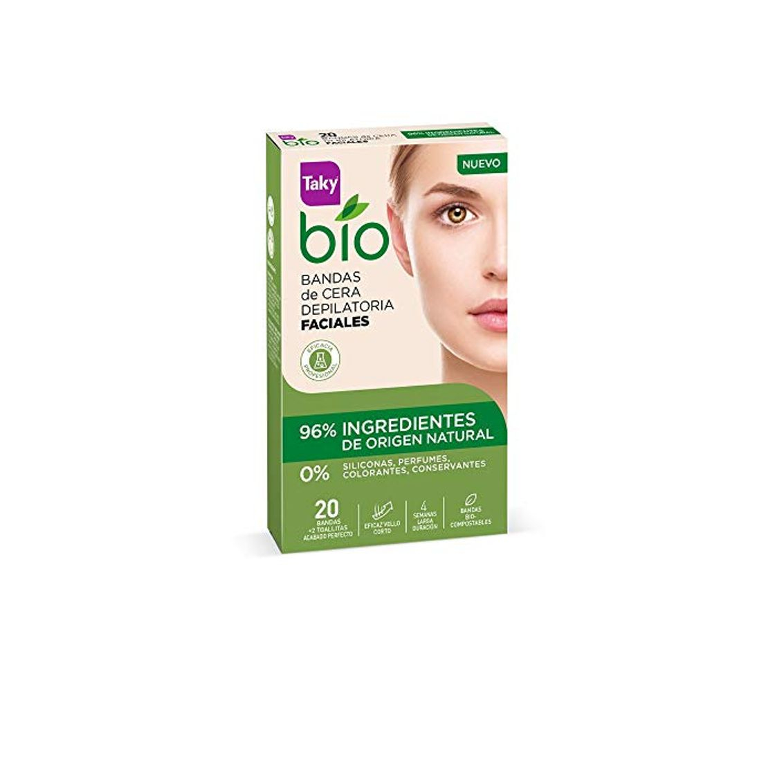 Social Taky Bio Natural 0% Bandas De Cera Faciales Depilatorias 20 Uds. -