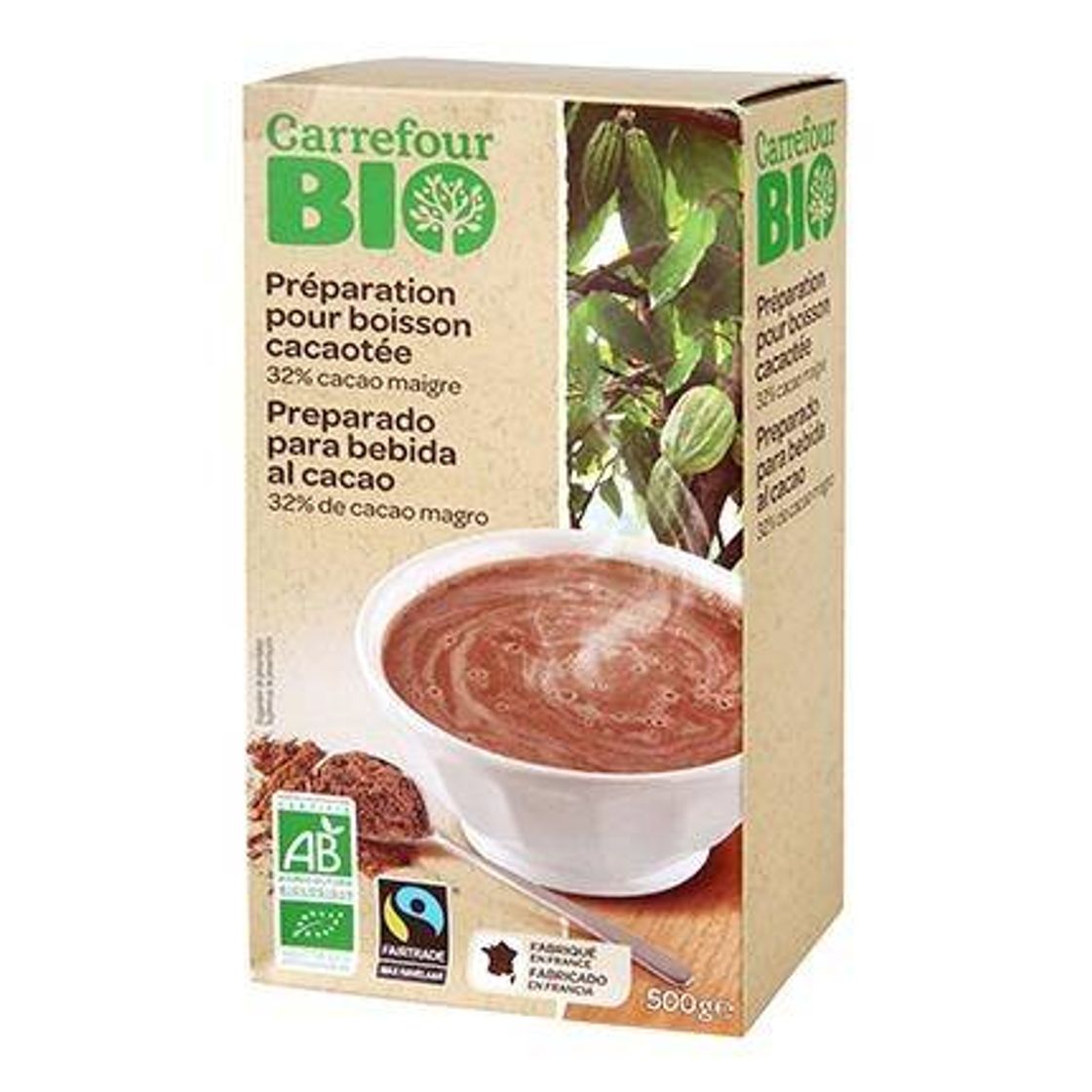 Moda Preparado para bebida de cacao ecológico Carrefour Bio 500 g ...