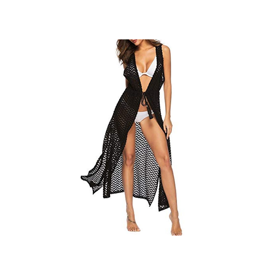 Producto Bikini de mujer encubrir Vestido de baño de verano de las mujeres Cardigan Bikini Cover Up Seaside Holiday Sheer Long Beach Frente abierta Kimono Traje de baño Traje de baño Vestido maxi Ropa de dormi