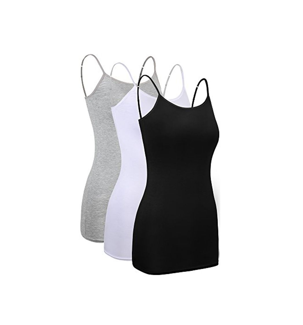 Producto 3 Piezas de Camisola Larga Básica de Mujeres Camisola de Tirante de