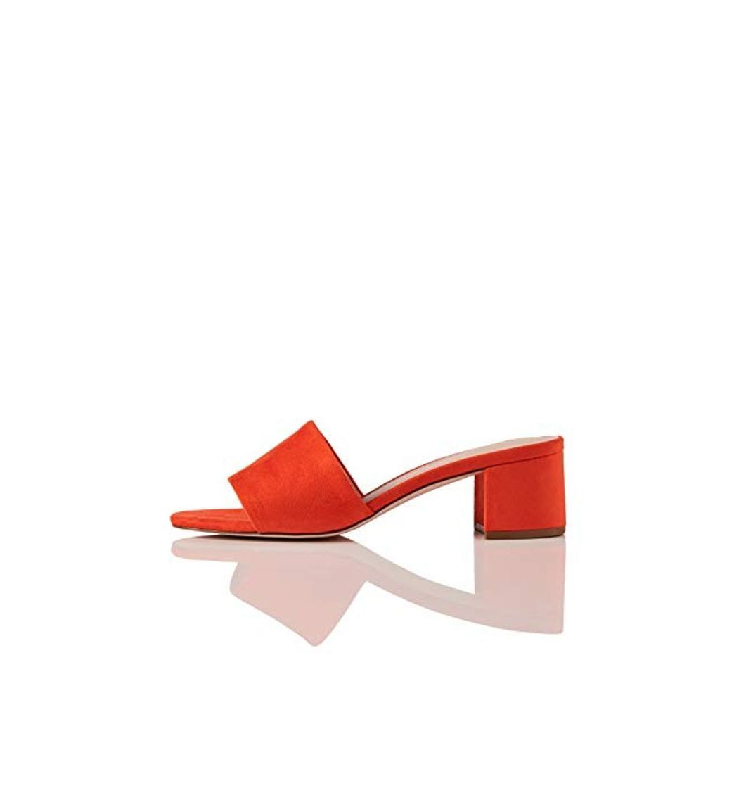 Social find. Wide Fit Simple Block Heel Mule Sandalias con Punta Abierta