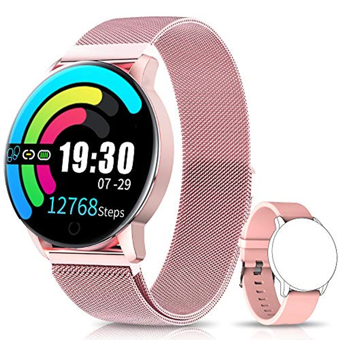 Social NAIXUES Smartwatch, Reloj Inteligente IP67 con Presión Arterial, 10 Modos de Deporte,