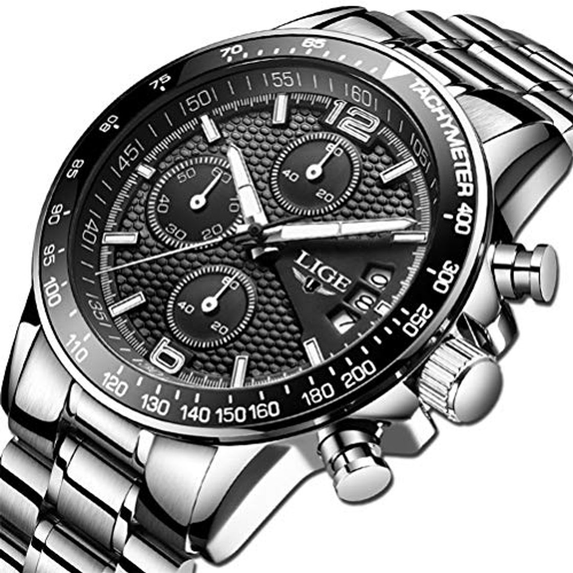 Product LIGE Relojes Hombre Acero Inoxidable Impermeable Analogicos Cuarzo Relojes Hombre Clásico Deportes Cronógrafo Relojes