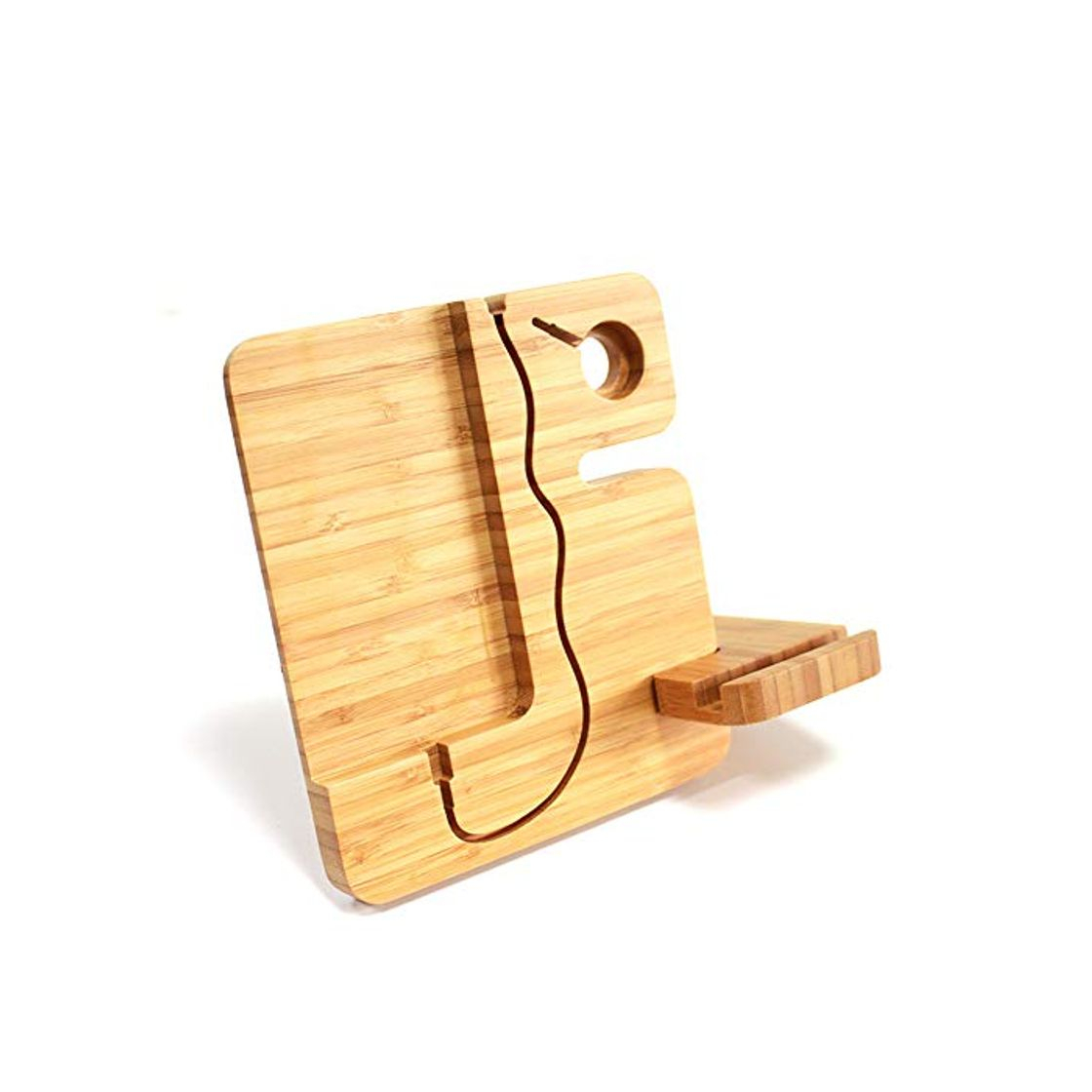 Social Bambú USB De Madera Los Titulares De Teléfonos Móviles Bases Muelle De Carga para El Reloj De Apple para iPhone Desktop 2 En 1 Soporte del Teléfono