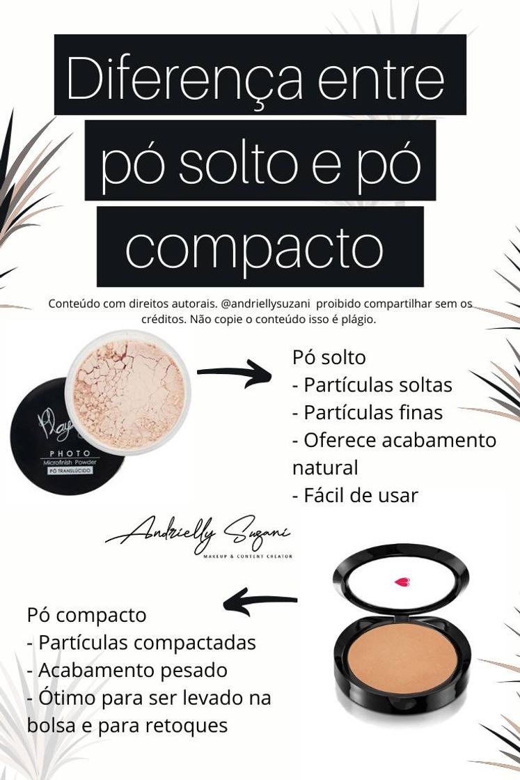 Moda Diferença entre o pó solto e pó compacto