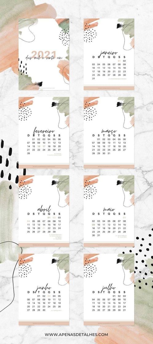 Moda Calendário 2021 para baixar gratis