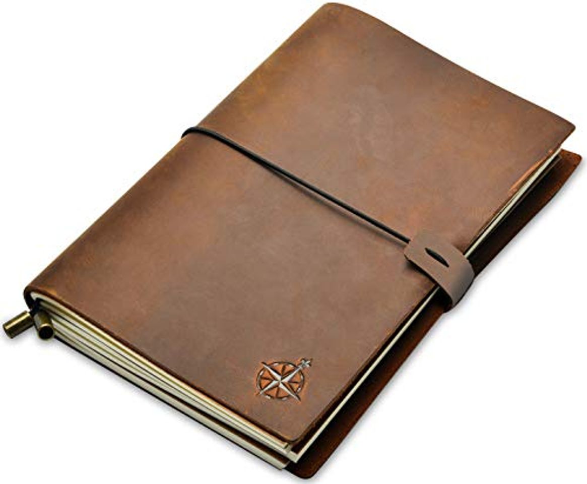 Producto Wanderings Cuaderno de Cuero - A5 Cuaderno de Viaje Rellenable