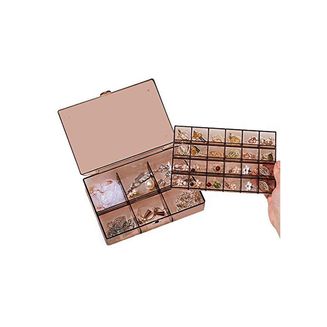 Fashion Transparent Double Layers Plastic Jewellery Box