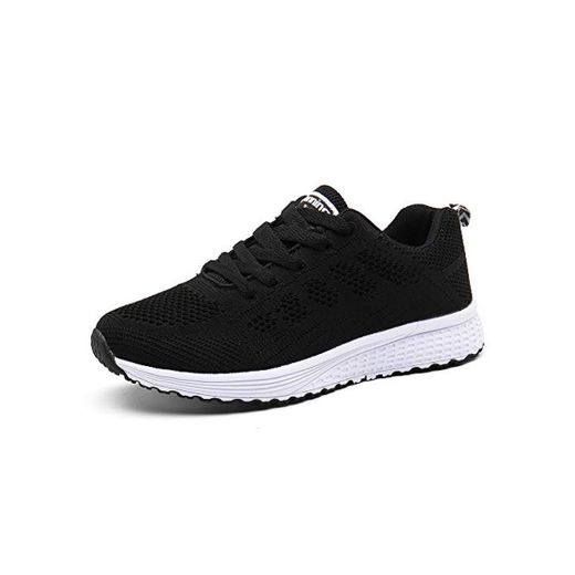 Zapatillas de Deportivos de Running para Mujer Gimnasia Ligero Sneakers Negro Azul