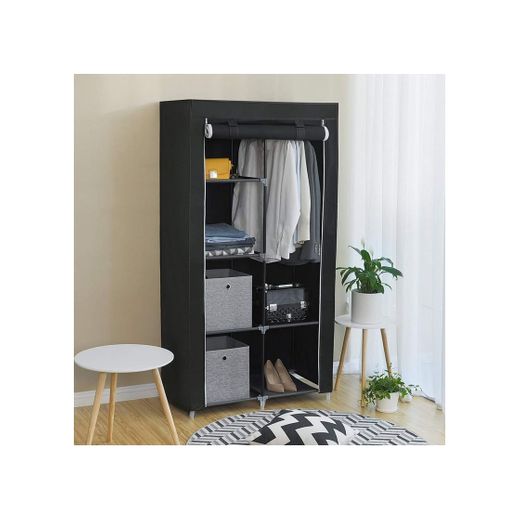 SONGMICS Armario Closet Organizador Textil Plegable Color Negro 175 x 150 x