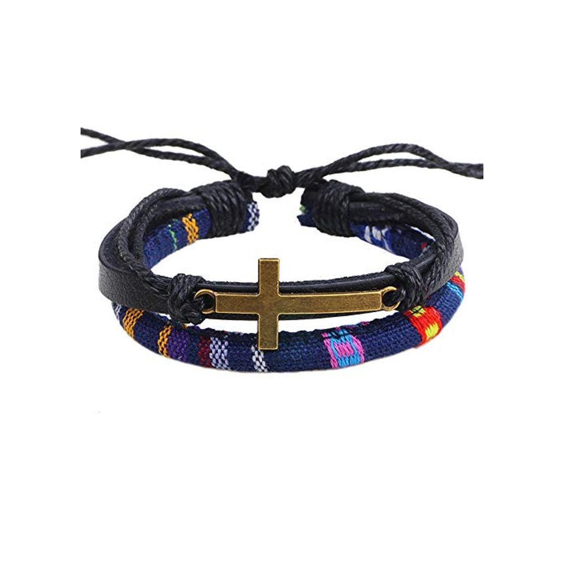 Social DADATU Pulsera de Hombre Vintage Hombres Bronce Cruz Pulsera Cristiana Jesús Jesús