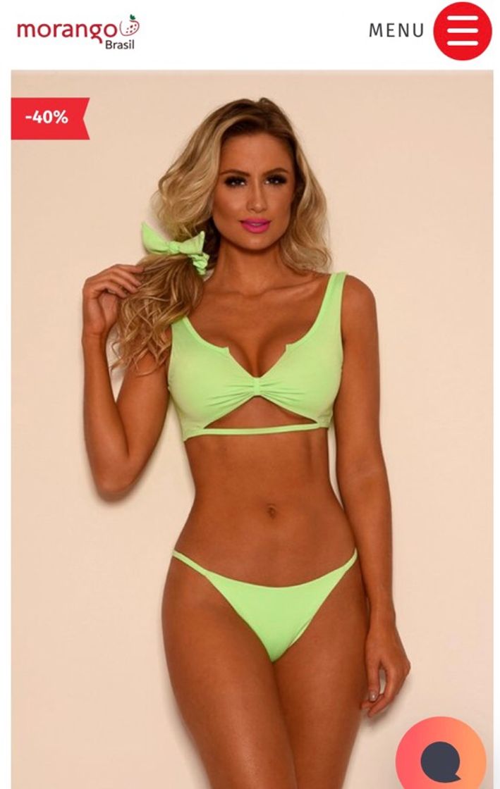 Moda biquini cropped cut out fio dental verde neon 👙