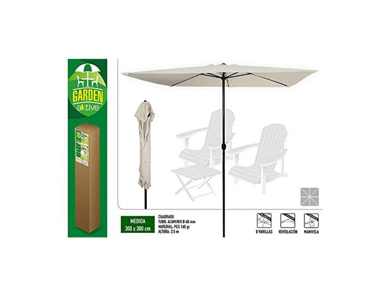 Productos Aktive Garden 53875 Parasol Cuadrado con Mástil de Aluminio 48 mm