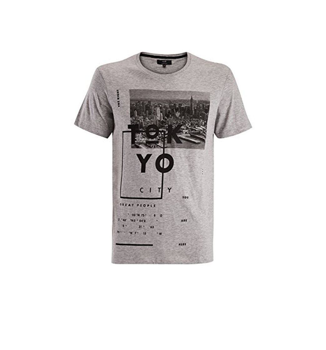 Producto oodji Ultra Hombre Camiseta con Estampado Urbano, Gris, ES 50