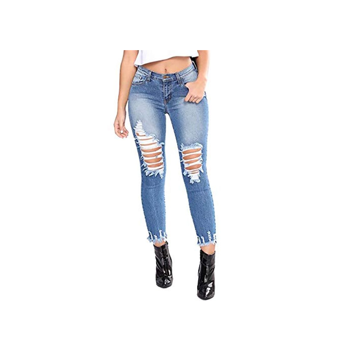 Producto RISTHY Jeans Skinny Push-Up Mujer Vaqueros Rotos