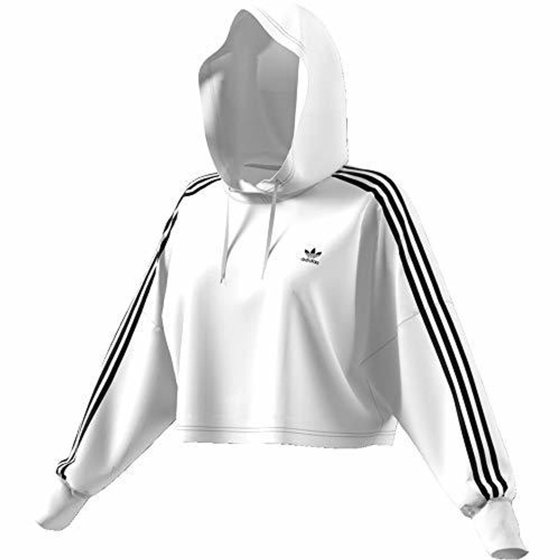 Social adidas Cropped Hood Sudadera con Capucha, Mujer, Blanco