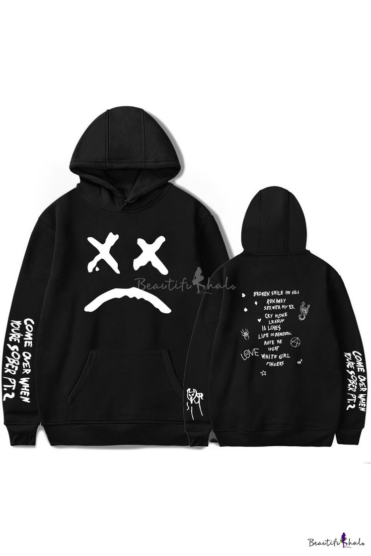 Social Popular American Rapper Sad Face Letter Print Loose Fit Unisex ...