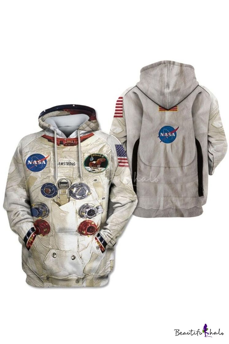 Fashion New Fashion Guys 3D Astronaut NASA Logo Printed Long Sleeve ...