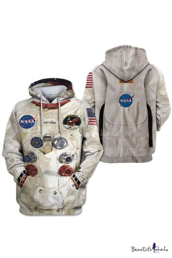 New Fashion Guys 3D Astronaut NASA Logo Printed Long Sleeve ...