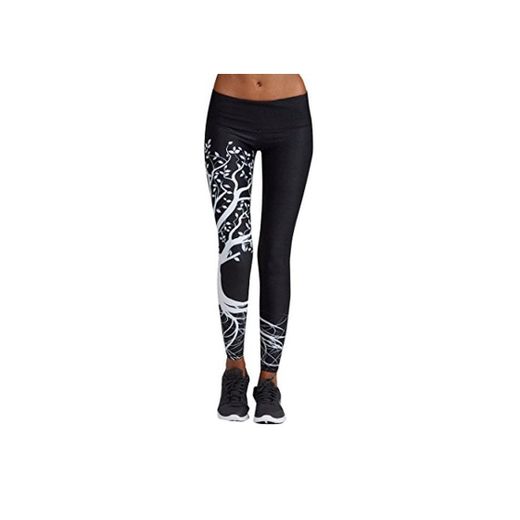 Mujer Pantalones Largos deportivos SMARTLADY Patrón de árbol Leggings para Running, Yoga