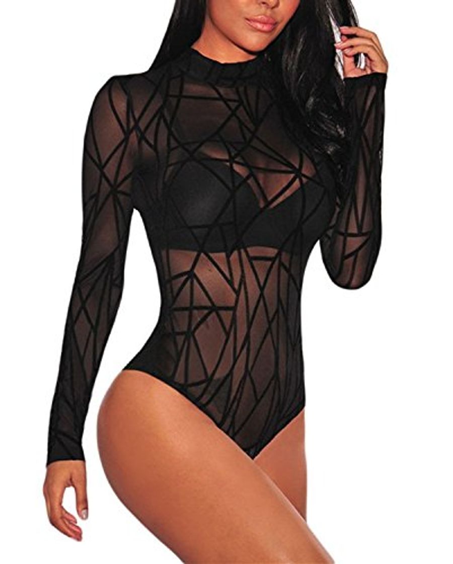 Social Aranmei Body Elástico para Mujer Body De Manga Larga para Mujer Mono