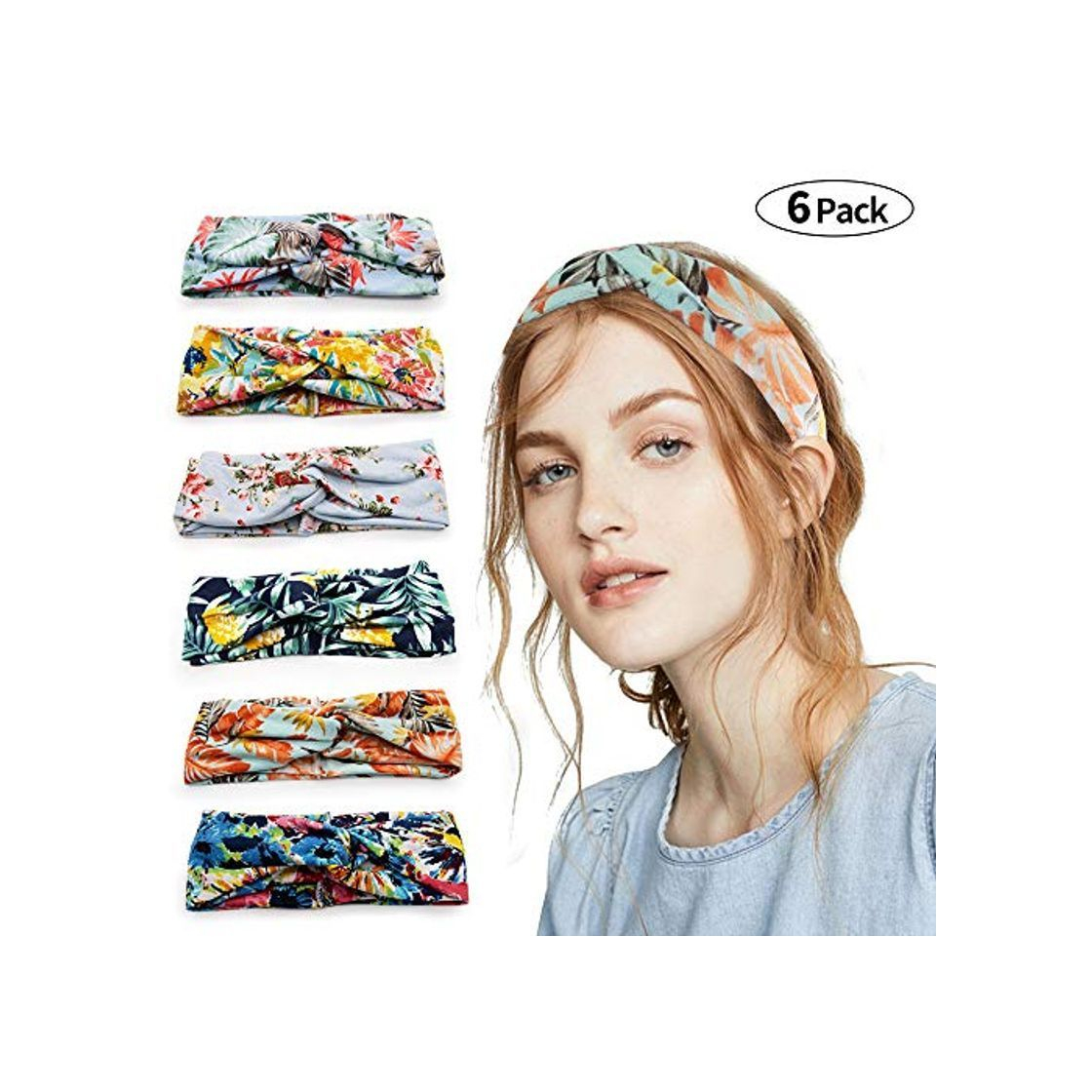 Social 6PCS Mujer Diademas Boho Vintage Elástica Cintas para el Pelo