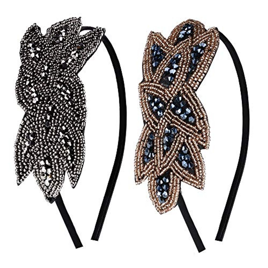 Social 2pcs Diademas Vintages Mujer Tocado para el Pelo de Novia Adornos Disfraz Años 20 Accesorios para el Cabello Boda Fiesta Velada Fiesta de 1920 Gatsby