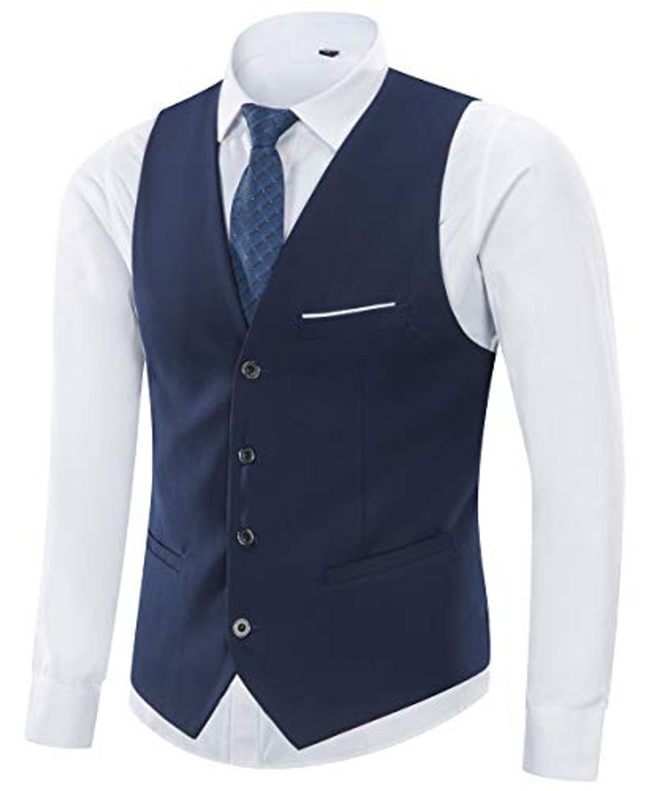 Product Yingqible Chaleco Hombre Casual Boda V-Cuello Traje Negocios con Botones Sin Mangas