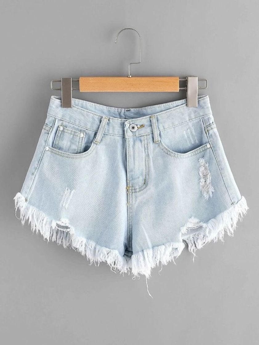 Fashion Short jeans curto lavagem clara