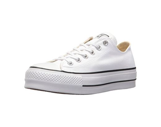 Converse Chuck Taylor CTAS Lift Ox Canvas, Zapatillas para Mujer, Blanco