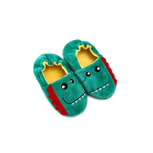 pusek zapatillas de dinosaurio de dibujos animados de niño niño niña zapatillas de felpa suave zapatos de casa cálidos de invierno