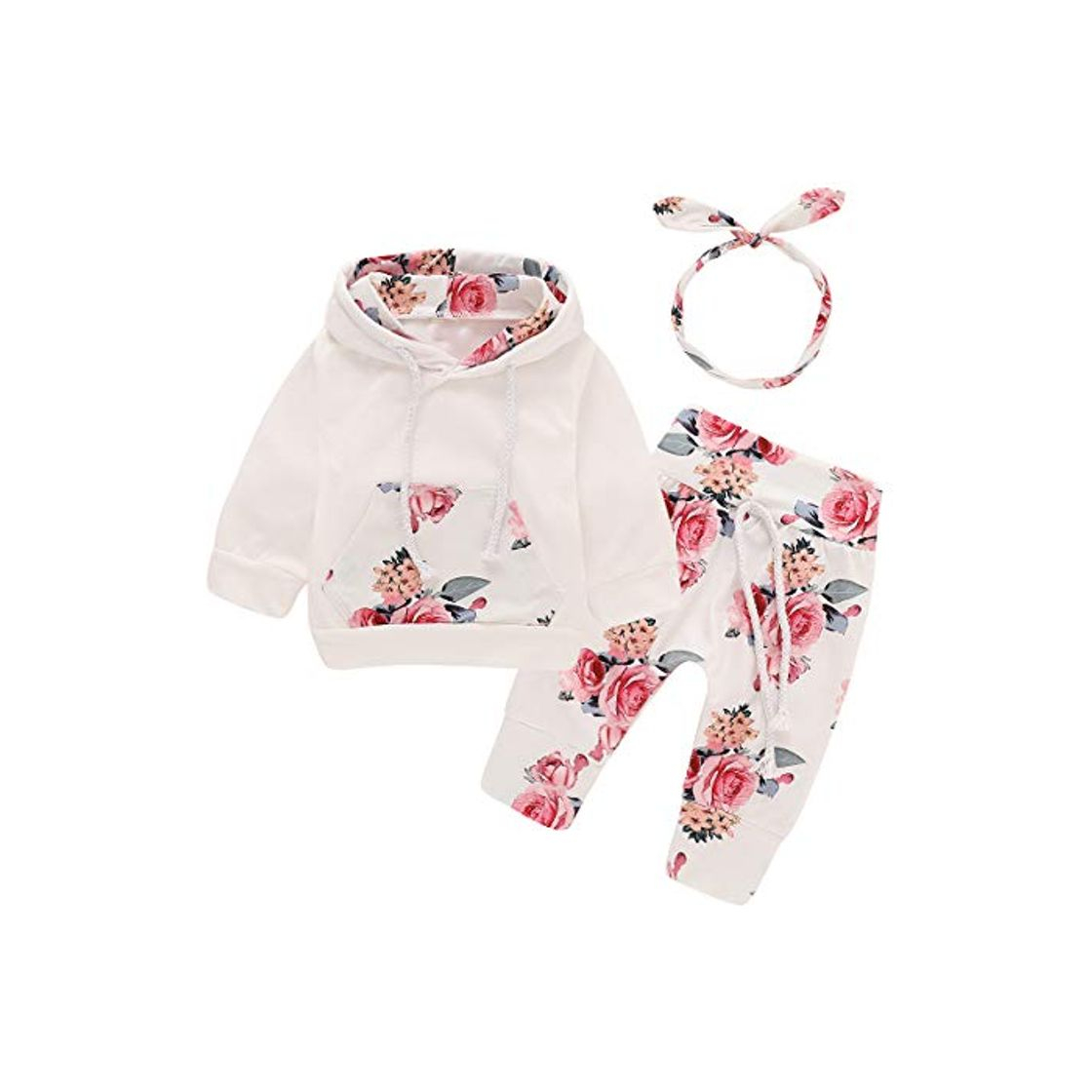 Product Bebé recién Nacido de Manga Larga con Capucha Floral Sudadera Tops