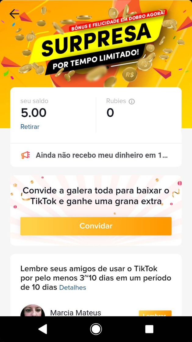 Moda Tik bonus em dobro do TikTok baixe e use meu codigo 20076871