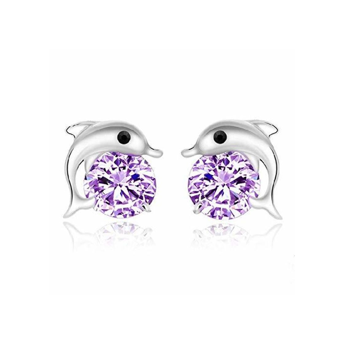 Social AAAQUALITY Lindo romántico Dolphin Love Stud Pendientes para Mujer 925 Joyas Plateado