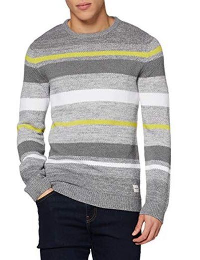 JACK & JONES Jorpannel Crew Neck. suéter, Azul