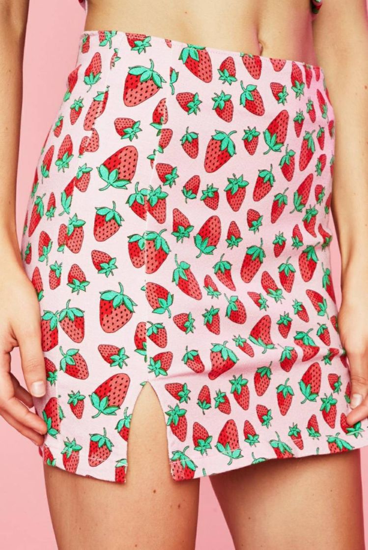 Fashion Strawberry Print Mini Skirt