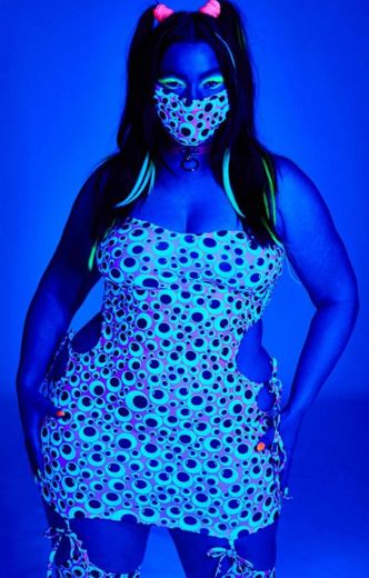 Plus Size Eye Print Mini Dress Set