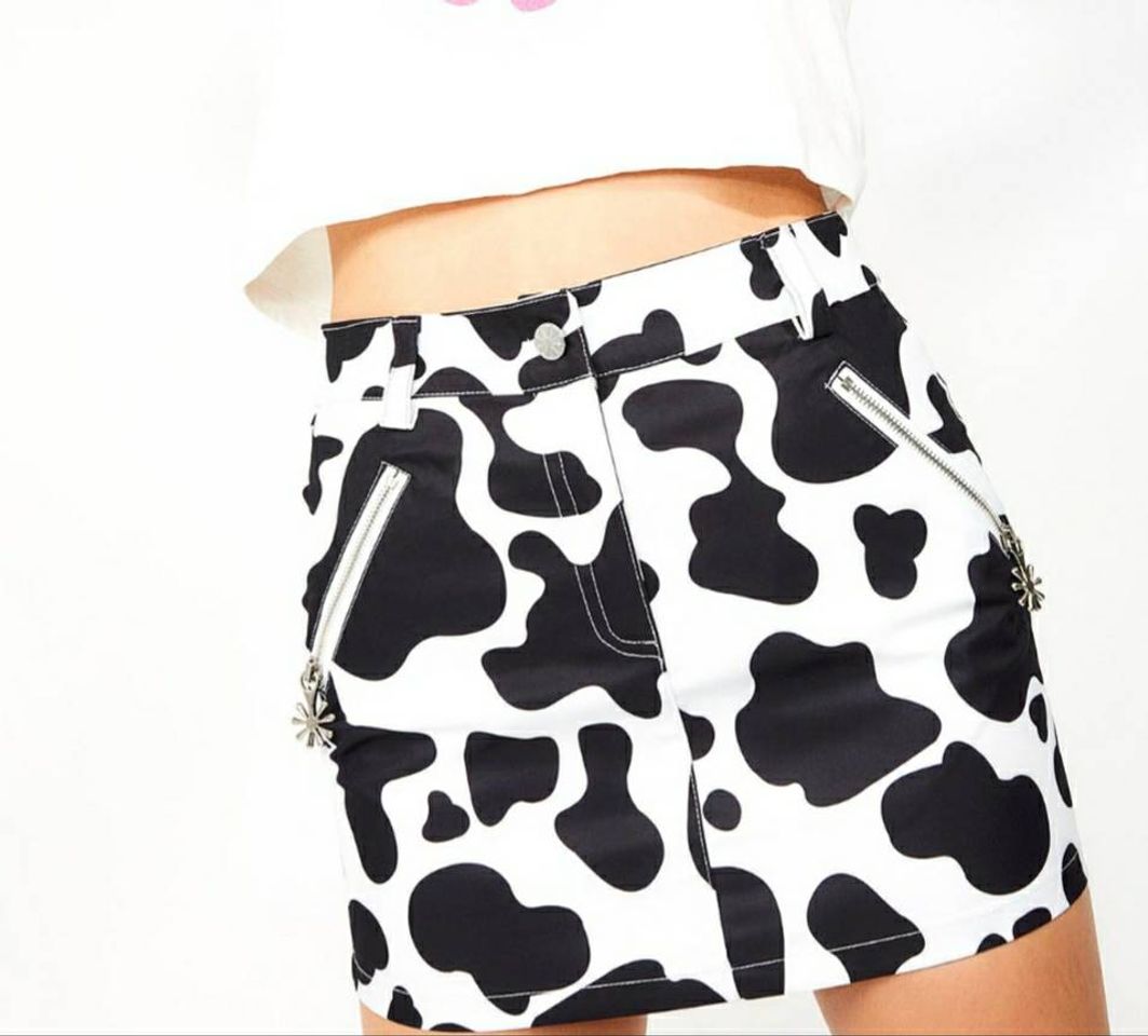 Moda Cow Print Mini Skirt