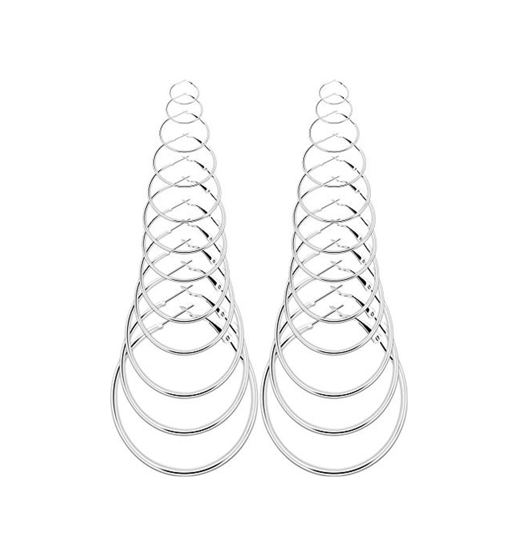 CNNIK 12 Pares de Pendientes de Aro de Acero Inoxidable, Piercing Pulido