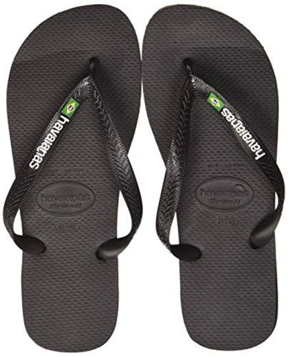 Havaianas Brasil Logo, Chanclas Unisex Adulto, Negro