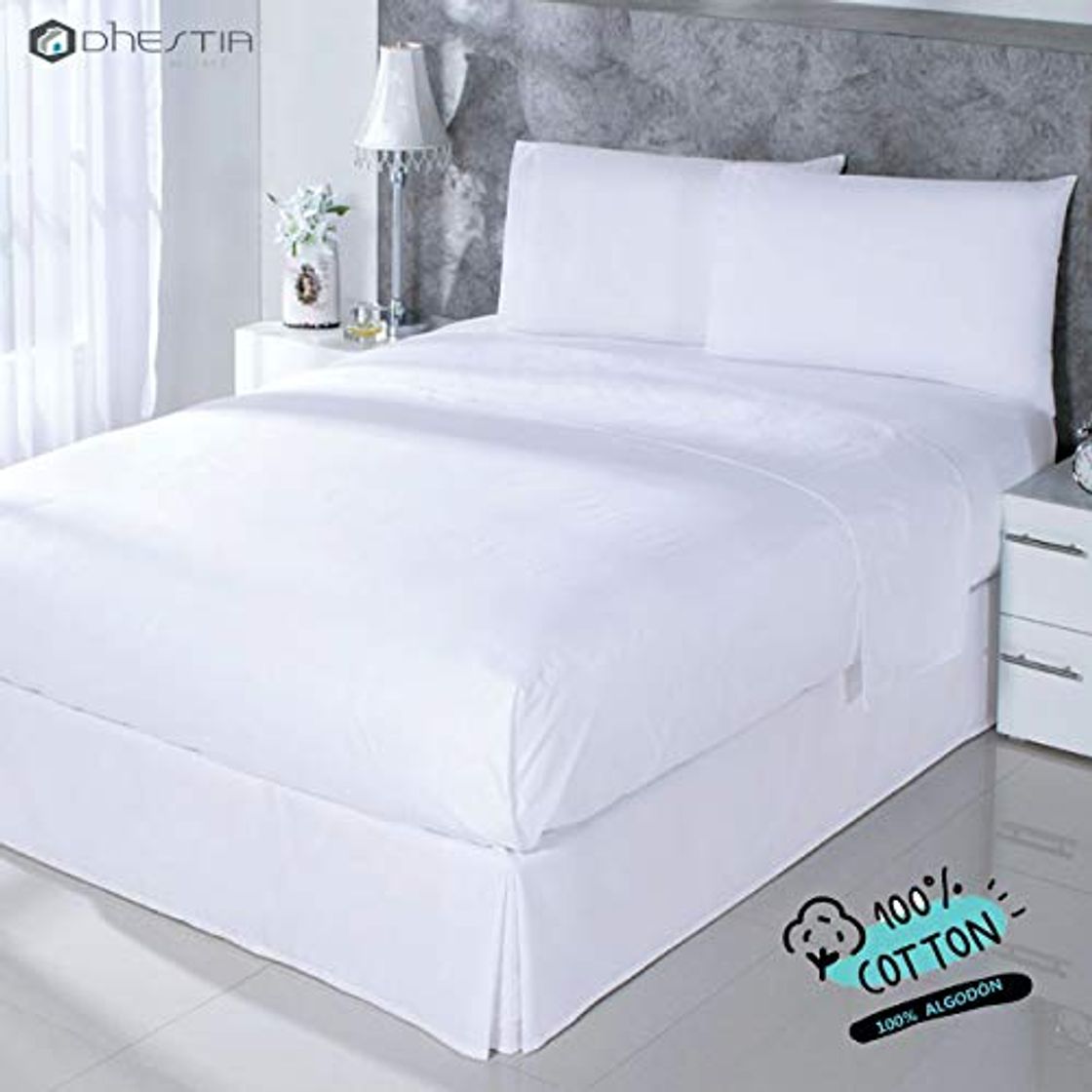 Social DHestia Juego Sábanas, Algodón, Blanco, 150 x 190