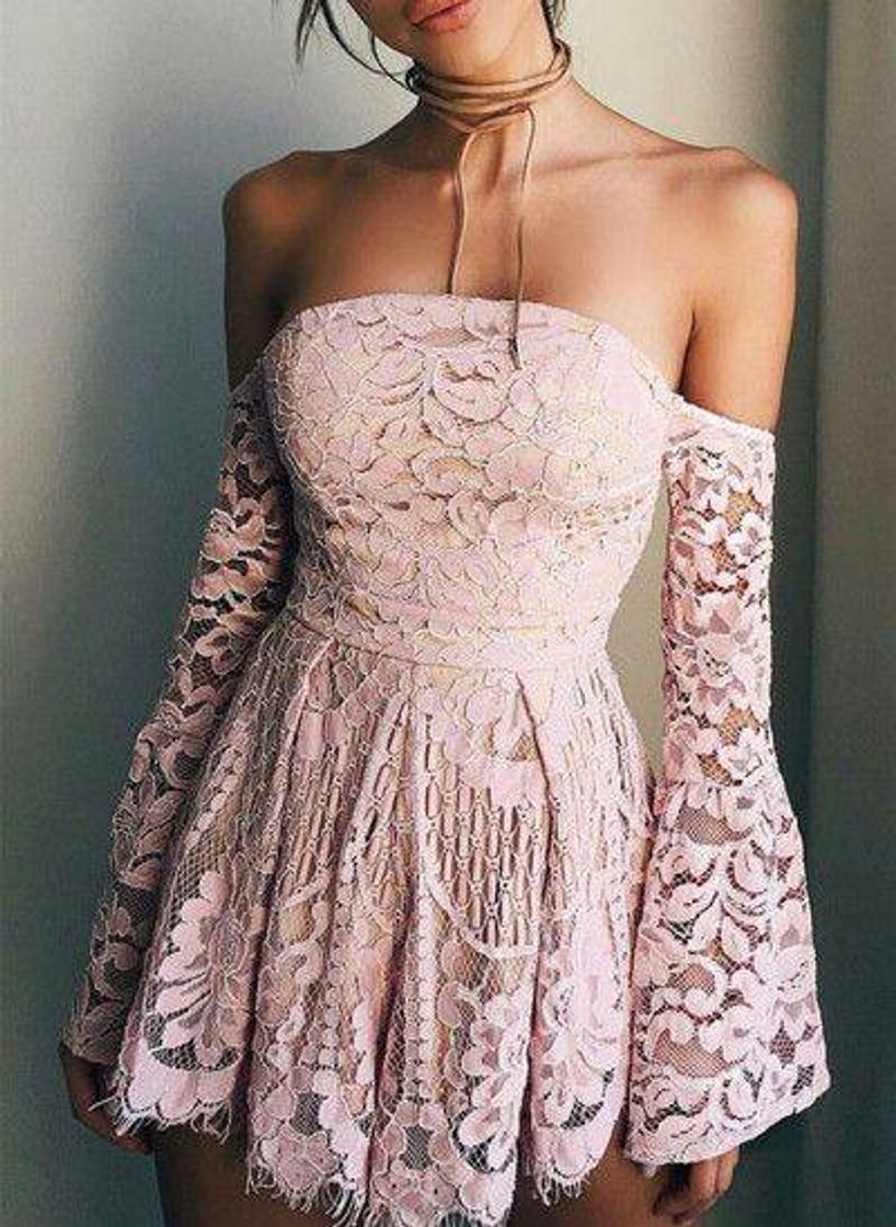 Moda Vestido rendado rosa!