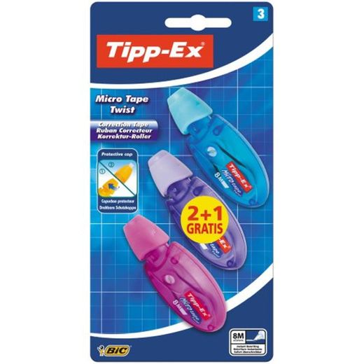 BIC Tipp-Ex Micro Tape Twist - Blíster de 3 cintas correctoras de