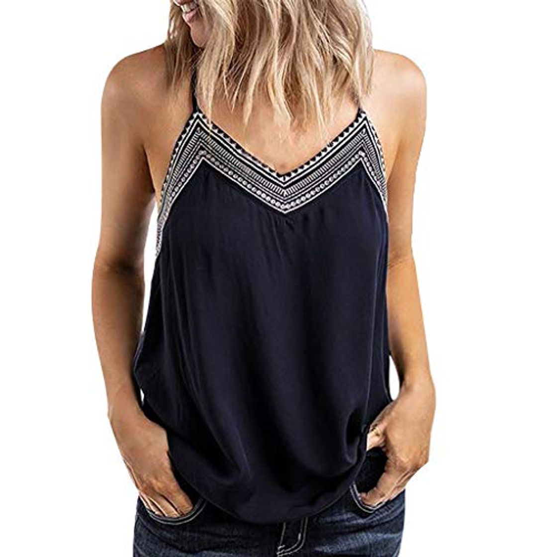 Social Camisetas sin Mangas Mujer Tank Top Primavera Verano Sin Mangas Sólido Suelto