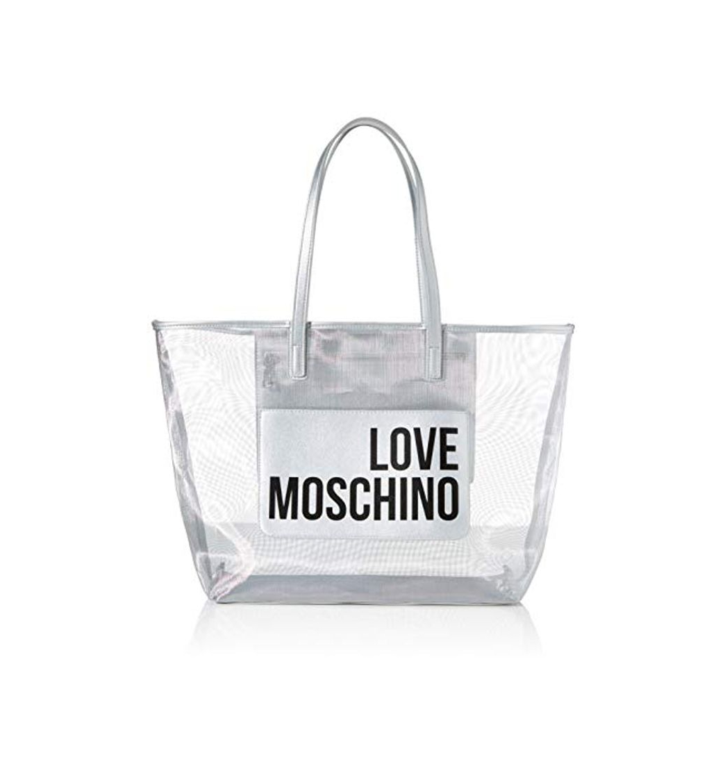 Social Love Moschino Jc4245pp0a, Bolso tipo tote para Mujer, Plateado