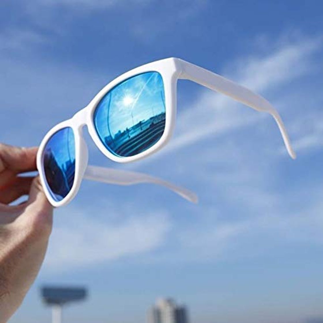 Productos WFOYZNZ Gafas de Sol para Mujer Gafas de Sol para Hombre y para Mujer Gafas de Sol Unisex con Montura Blanca y Lentes Azules