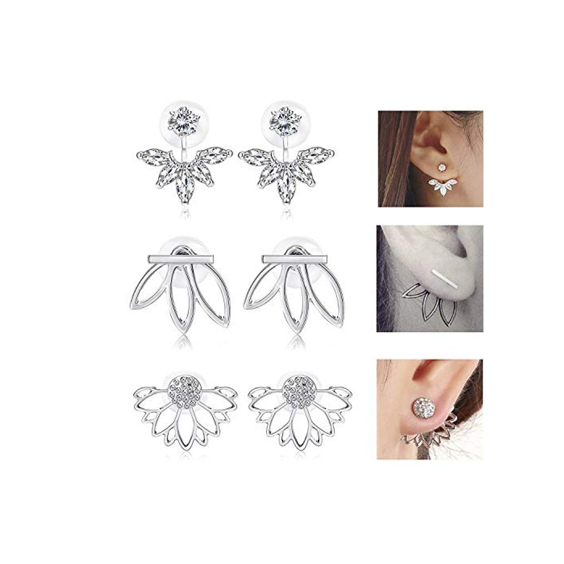 Social TOOGOO 3 Pares Pendientes De Flor De Loto Chaquetas Para Mujer Ni？a