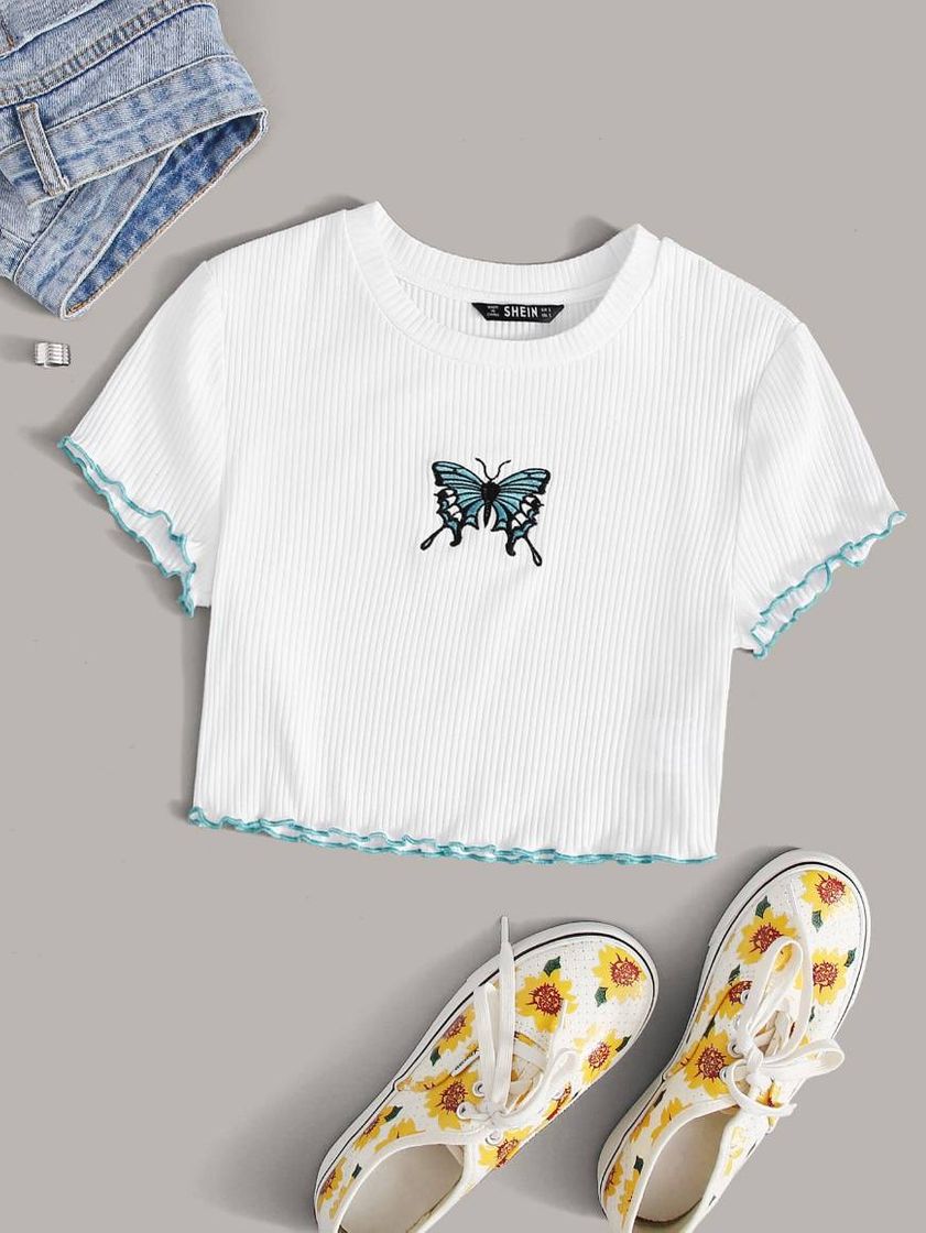 Fashion cropped borbado borboleta 