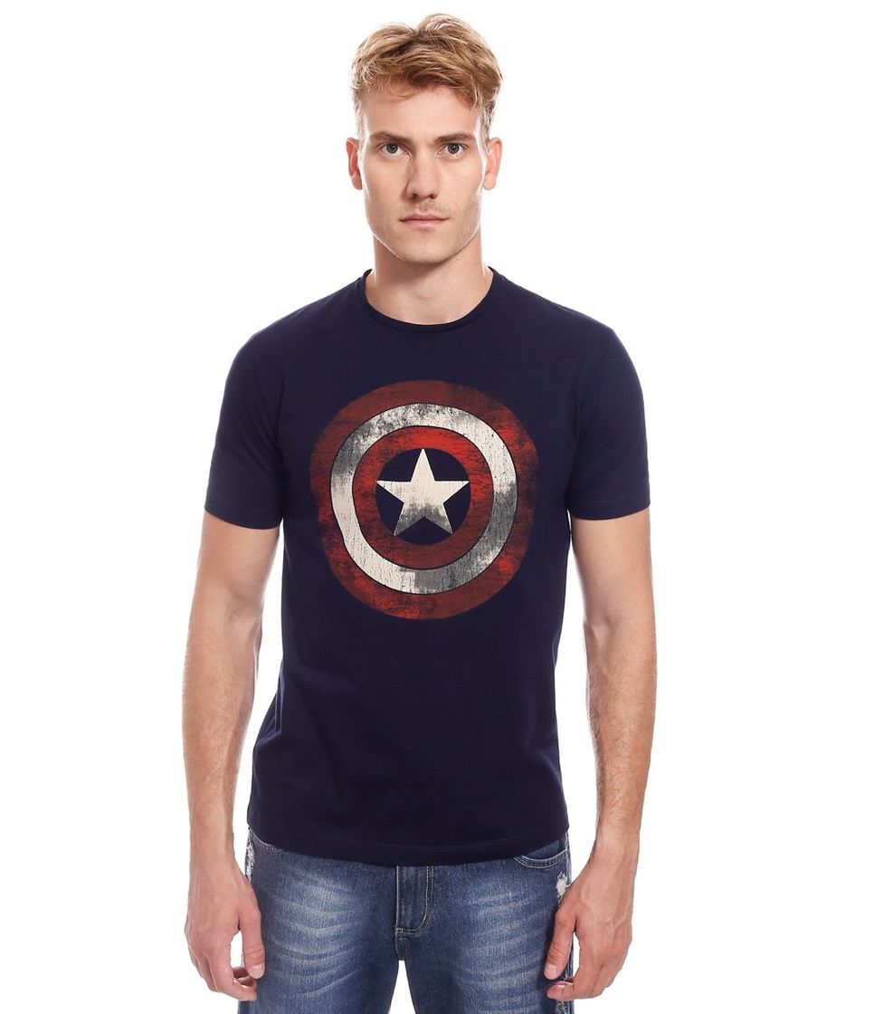 Fashion Remera con Estampa Marvel Capitan America Azul