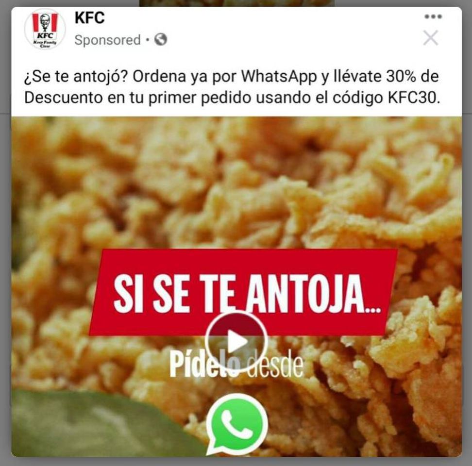30% descuento KFC México WhatsApp 👌🏼